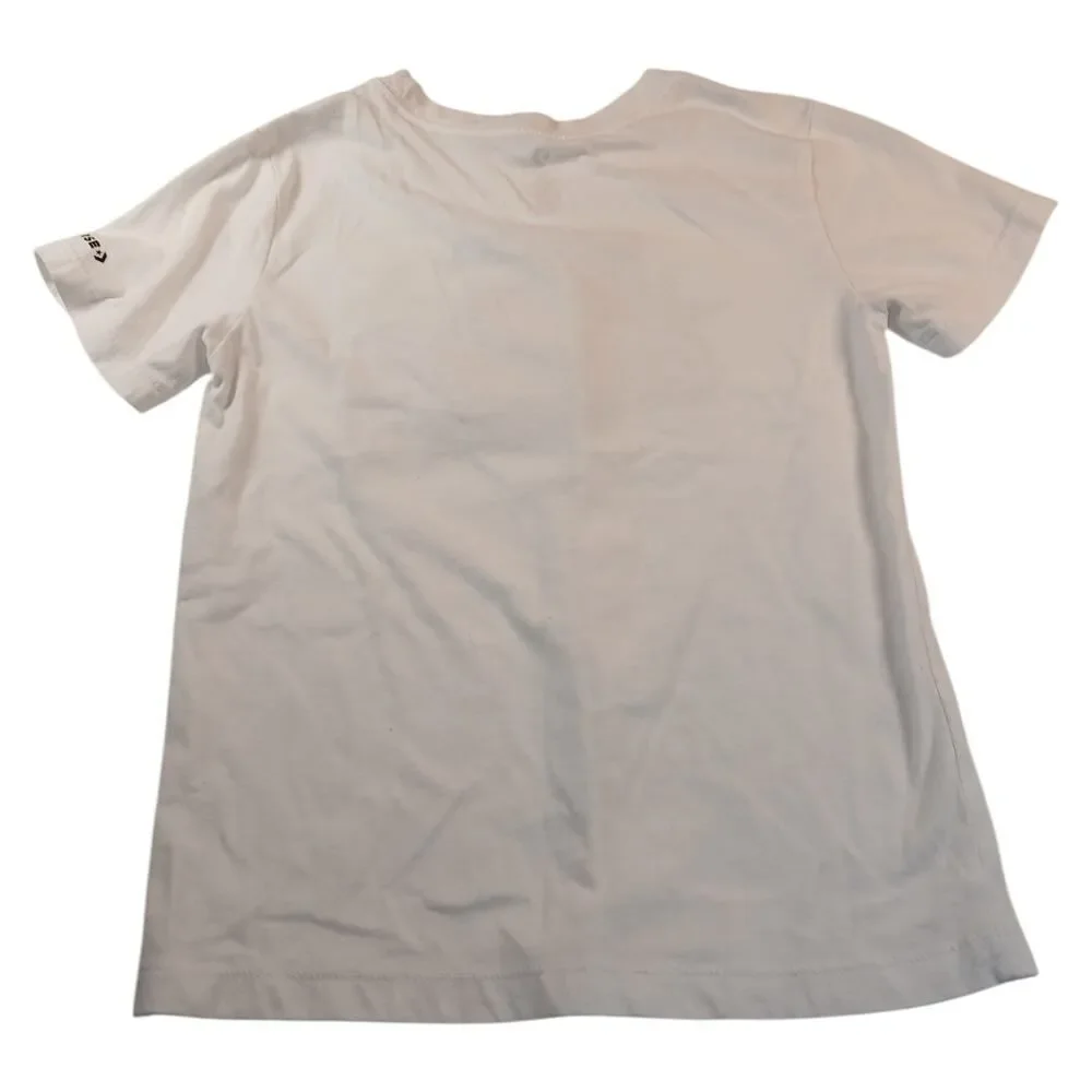 Converse All Star Girls White w/ Red Puffy Logo Tee - Youth Medium
